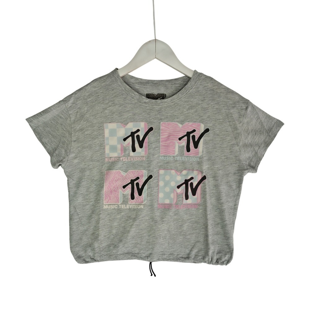 MTV Graphic Crop Tee Gray Retro Crop Top